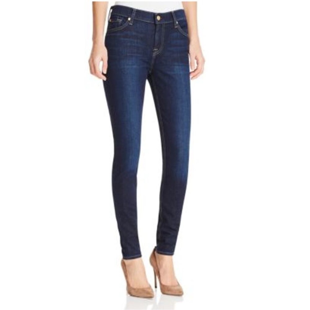 7 For All Mankind Jeans High Waist Skinny Jeans 27 Dark Wash Stretch